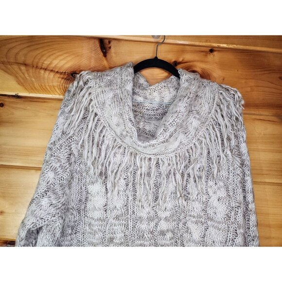 Cato Sweater Women's Size 18/20W Brown Cowl Fringe Neck Long Sleeve Sweater - Picture 8 of 9